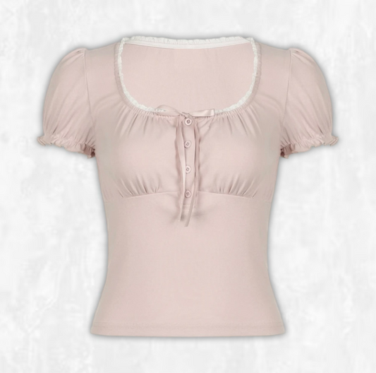 Strawberry Coquette Puff Sleeve Top