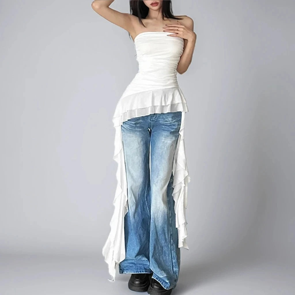 Sway & Slay Ruffle Hem Tube Top
