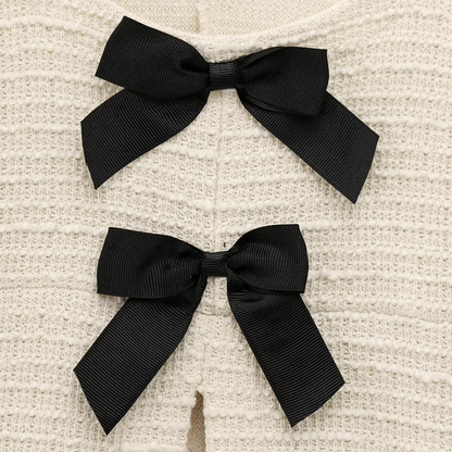 Textured Bowknot & Bell-bottom Pants Suit