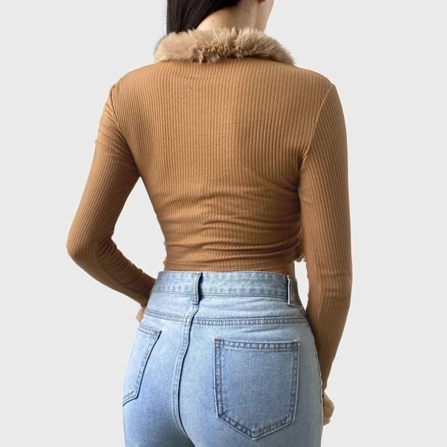 Petit Faux Fur Trim Cardigan