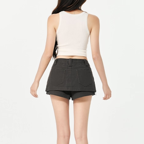 Zaylee Zipper Detail Denim Skort