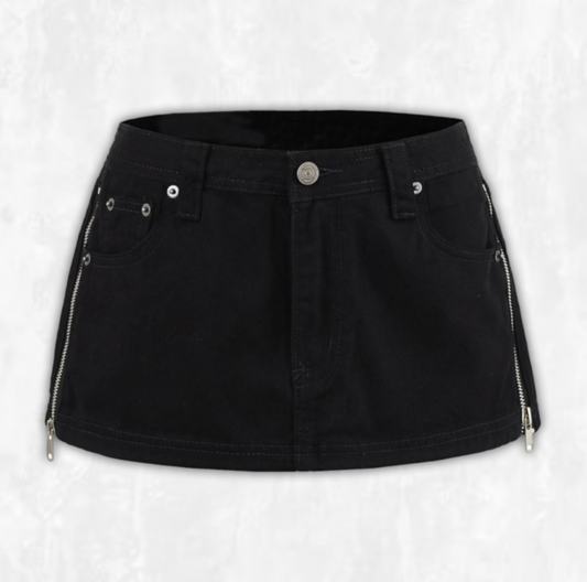 Zaylee Zipper Detail Denim Skort
