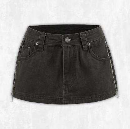 Zaylee Zipper Detail Denim Skort
