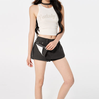 Zaylee Zipper Detail Denim Skort