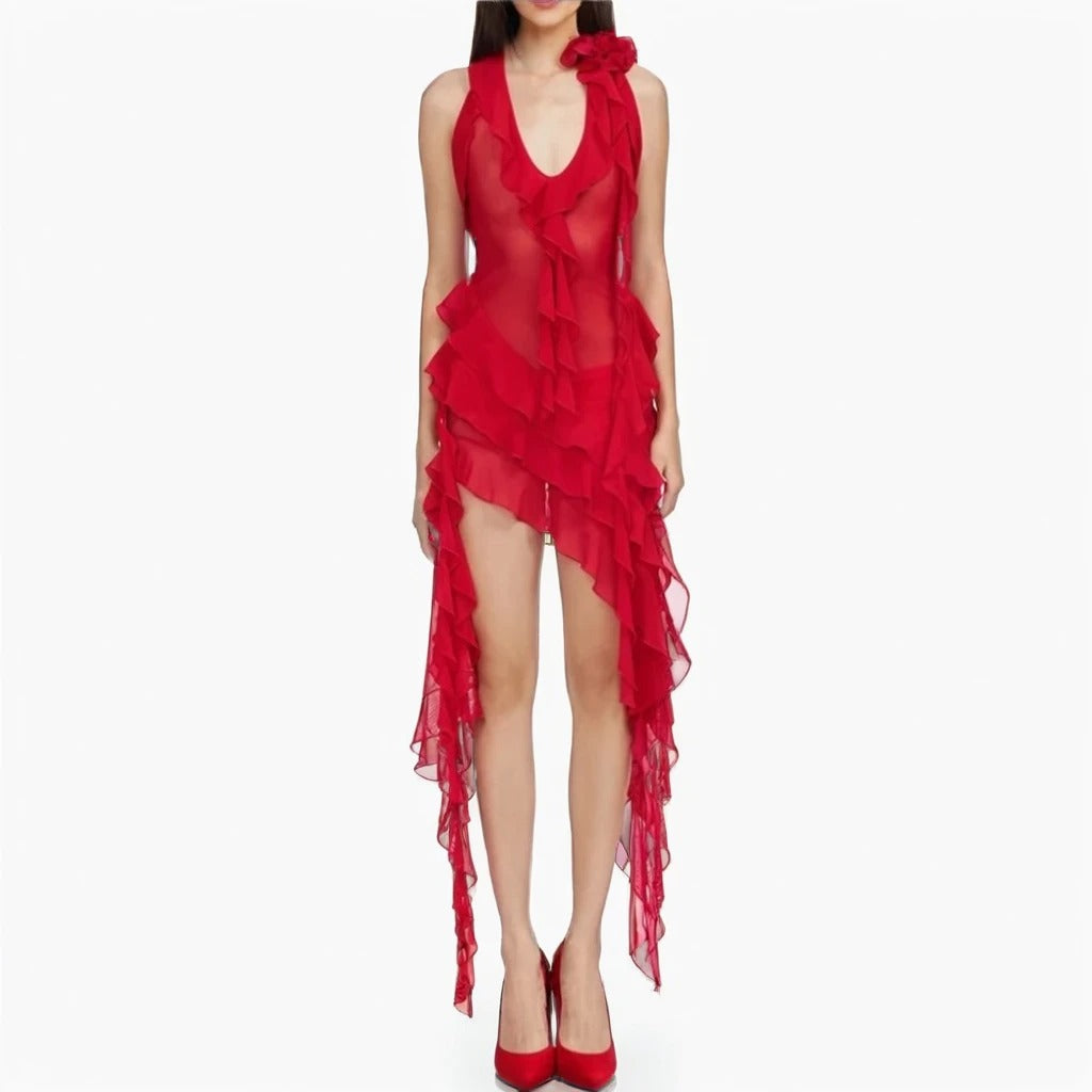 Asymmetrical Scarlett Chiffon Dress