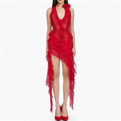 Asymmetrical Scarlett Chiffon Dress
