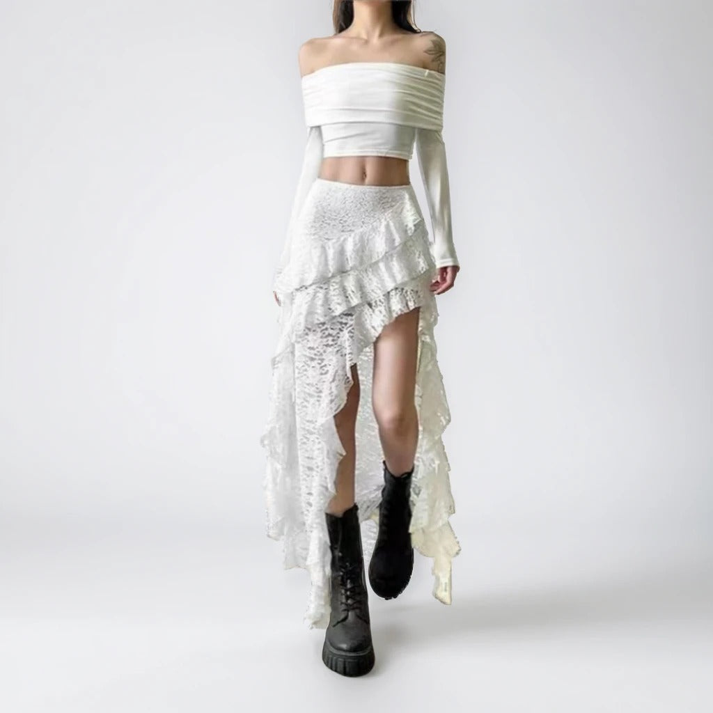 Seraphina Asymmetrical Lace Skirt