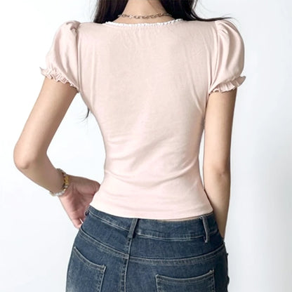 Strawberry Coquette Puff Sleeve Top