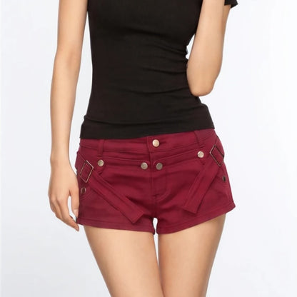 Low Waist Cherry Buckle Shorts